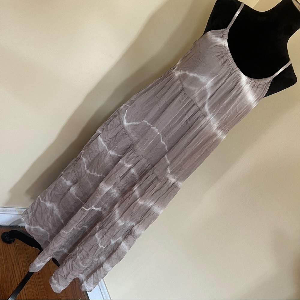 Elena Baldi Tie Dye Silk Blend Midi Dress in Fango Size S Made In Italy - Picture 3 of 10